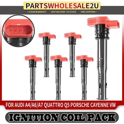 6x Bobinas de encendido para Audi A4 2006-2008 A8 Quattro 2013-2016 Porsche Cayenne VW Foto 1 de 4