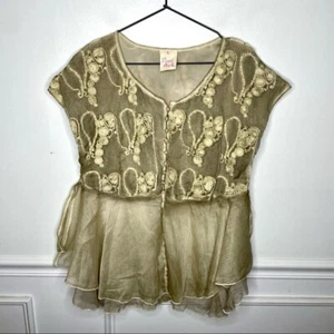 Pretty Angel Womens L Embroidered Sheer Top - Picture 1 of 9