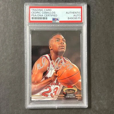 Tarjeta firmada por Cedric Ceballos Topps Stadium Club #280 1992-93 automática losa PSA/DNA Foto 1 de 2