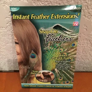 60 pcs As Seen On TV Instant Feather Extensions,Snap On & Bonus Peacock Feather - Picture 1 of 8
