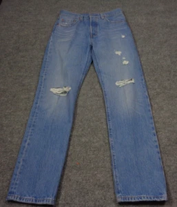 Levi's 501 Jeans Damen 27x30 Blau Premium Distressed Button Fly Straight Leg - Bild 1 von 12