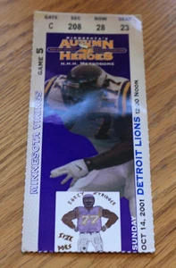 Minnesota Vikings Ticket Stub - October 14 2001 - Cris Carter 126th Career TD - Picture 1 of 2