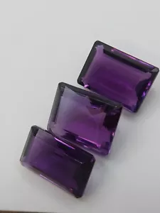 3 large Amethyst gemstones - faceted natural purple Quartz 71.90 CTS - Picture 1 of 11