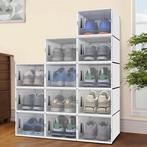 Caja de zapatos de plástico TAUS 12 PIEZAS estuches organizador de almacenamiento contenedor M XL - Imagen 1 de 20