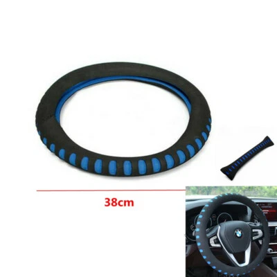 Diameter 38cm Car Steering Wheel Cover Diameter Steering EVA Punching Blue/Black - Image 1 of 4
