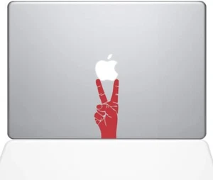 The Decal Guru Peace Sign Hand MacBook Decal Vinyl Sticker - 13" MacBook Air-Red - Picture 1 of 1
