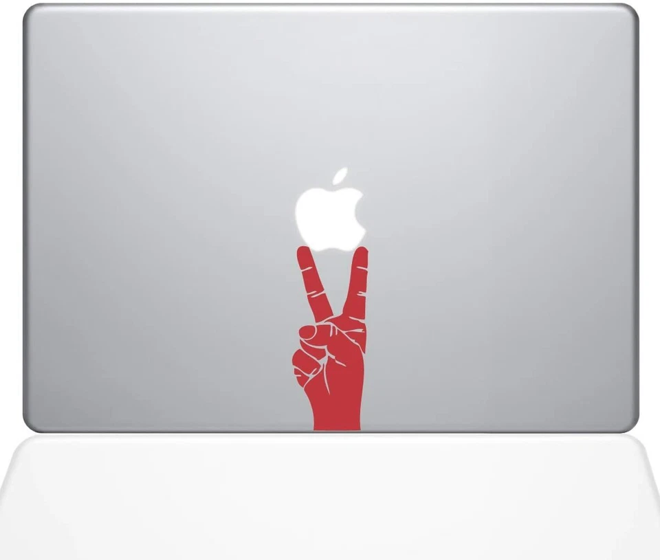 The Decal Guru Peace Sign Hand MacBook Decal Vinyl Sticker - 13" MacBook Air-Red - Image 1 of 1