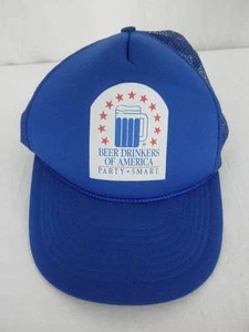 Beer Drinkers of America Blue Truckers Cap Mesh Snapback Suede Puff - Picture 1 of 6