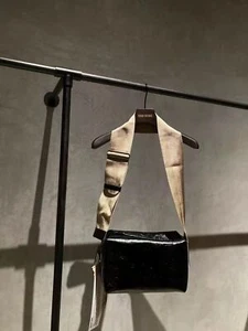 UMA WANG Women's Bag Oil Wax Leather Wide Shoulder Strap Square Bag Shoulder Bag - Picture 1 of 23