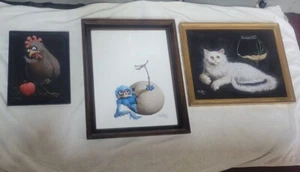  3 PINTURAS ORIGINALES ORIGINALES DE ANIMALES FIRMADAS POR MEL WIKEN GRANJA DIVERTIDA  - Imagen 1 de 10