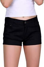 HDE Women's Solid Color Ultra Stretch Fitted Low Rise Moleton Denim Booty Shorts