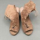 Charlotte Russe Women's Brown Suede Open Toe & Ankle Heeled Lace Up Boots Size 8