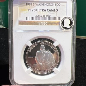 :1982-S S50C Washington Commemorative Half Perfect NGC PF 70 UCAM Ultra Cameo - Picture 1 of 5
