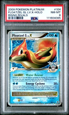 2009 POKEMON PLATINUM RISING RIVALS FLOATZEL GL LV.X #104 PSA 8 NM #111604085 - Image 1 of 2