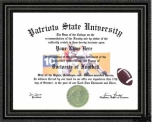 Diploma de doctorado de fanáticos del fútbol americano de los New England Patriots / título hecho a medida para ti - Imagen 1 de 1
