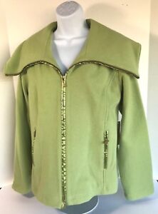 Madison Hill Jacket 1001117 Short Zip Front, Wool Blend, Grass Green, Size Large