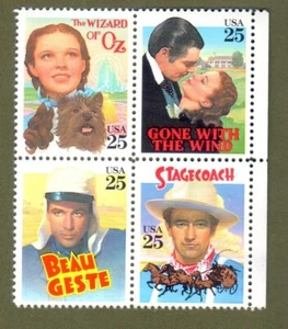 Classic Films Block of 4 - 25 cent MNH US Postage Stamps - Scotts 2245-48 - Picture 1 of 5