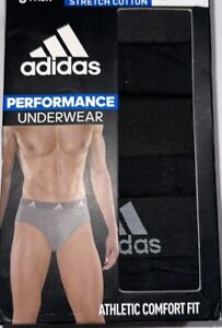 Adidas Mens Medium Black 3 Pack Stretch Performance Athletic Comfort Fit Briefs