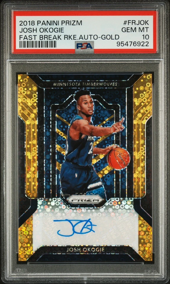 2018 Panini Prizm Josh Okogie Fast Break Rookie Auto Gold /10 GEM MT PSA 10 Suns - Image 1 of 2