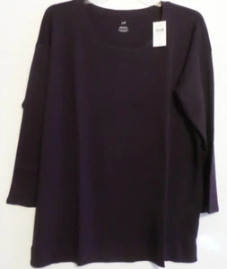 NWT-J JILL SIMPLY SUPIMA SCOOP NECK LS TUNIC/TOP-LARGE-BLACK CHERRY-NICE! - Picture 1 of 4