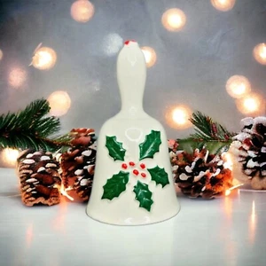 Christmas Bell Vintage Poinsettia Made of Porcelain No Clapper 3.75 in. Tall - Picture 1 of 8