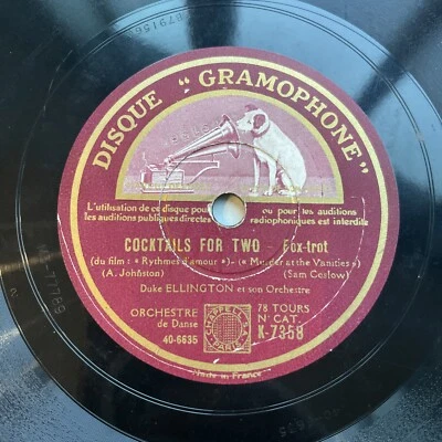 78 RPM DUKE ELLINGTON - Cocktails for two - Ebony Rhapsody - GRAMOPHONE K 7358 - Photo 1/4