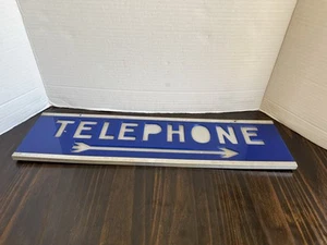 Vtg Telephone Arrow Double Sided Plastic Sign Aluminum Edge And Backing - Picture 1 of 5