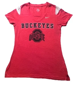 Camiseta roja Ohio State Buckeyes para mujer talla pequeña cuello en V manga corta - Imagen 1 de 7