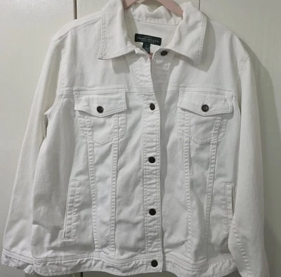 Chaqueta de mezclilla Lauren Ralph Lauren para mujer con botones delanteros con cuello blanco 2XL Foto 1 de 4