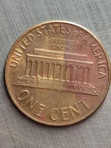 1966 1c Memorial Cent 2 Toned Half Red Copper L On Rim Misaligned Dies Error - Picture 1 of 21