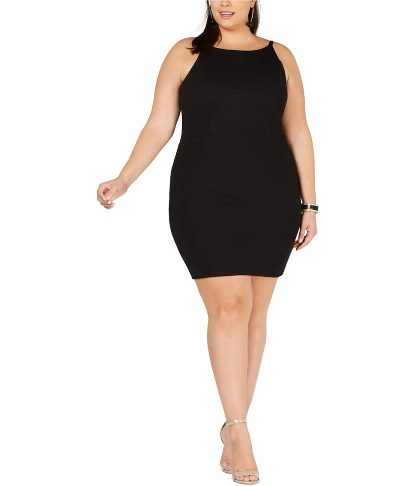 Vestido Bodycon Soprano Feminino com Alça de Espaguete, Preto, Plus Size, 2X - Imagem 1 de 1