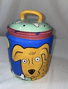 Chaleur by Karen Gelff Ceramic Lidded Happy Dog Treat Canister - Picture 1 of 9