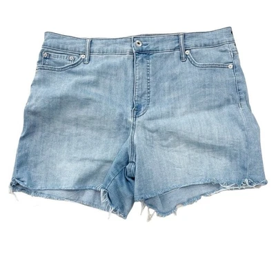 Ella Moss light wash raw hem denim shorts jorts plus size 16 - Image 1 of 4