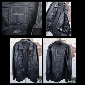 XL men Black Genuine Lamb Skin Leather Zip Jacket Long Sleeve Excelled Tall - Picture 1 of 23