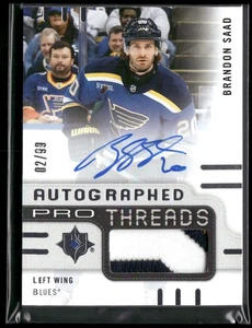 2024-25 UD Ultimate Collection Pro Threads Auto Patch #PT-BS Brandon Saad 02/99 - Picture 1 of 2