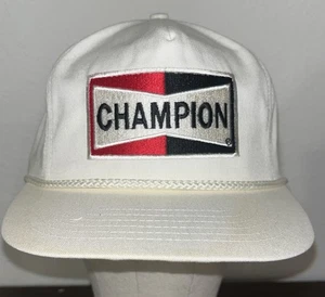 Vintage Champion Zündkerze Rennmütze Nascar Seil hergestellt in den USA Druckknopflasche Truckerkappe - Bild 1 von 9