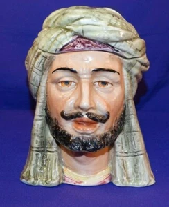 WONDERFUL VINTAGE MAJOLICA BUST OF A BEARDED TURKISH SULTAN LIDDED JAR 44C4 62 - Picture 1 of 9