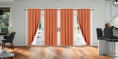 Versátil 4 piezas paneles ventana cortina 100% privacidad 65% oscurecimiento forrado cortinas R64 Foto 1 de 4