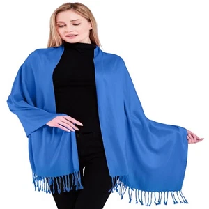 CJ Apparel Blue Solid Color Shawl Seconds Scarf Stole Wrap Throw Pashmina *NEW* - Picture 1 of 12