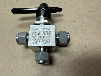 Nueva válvula de bola de alta presión Swagelok SS 316 SS-44XTLS6 1500 PSI 7,1 mm de caja abierta Foto 1 de 4