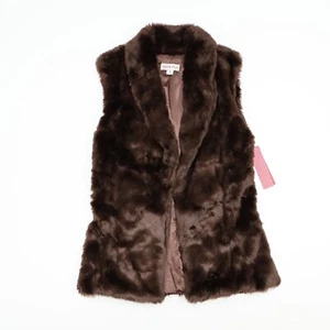 Merona Womens Vest Brown XS Faux Fur Modacrylic Satin Lined Soft Open Sleeveless - Picture 1 of 6