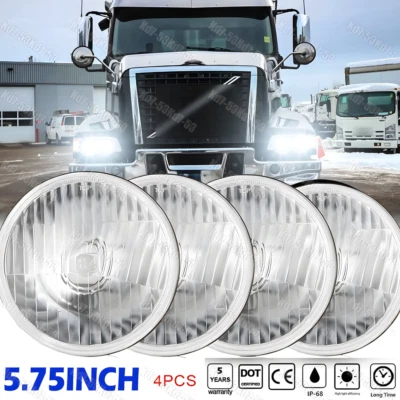 For Volvo VHD 2001-2019 4x 5-3/4" 5.75 Inch LED Projector Headlight Headlamp Kit - Image 1 of 4