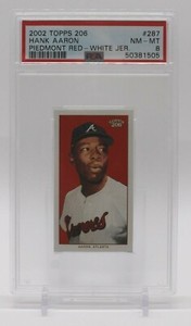 2002 Topps 206 Hank Aaron Piedmont Red-White Jersey #287 PSA 8 Atlanta Braves
