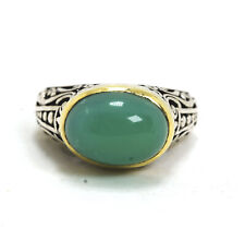 Konstantino Sterling Silver & 18K Gold Green Chalcedony Scroll Ring, Size 6 1/2