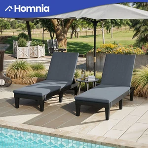 2 PCS Adjustable Patio Chaise Lounge Beach Chairs Stackable All Weather proof - Picture 1 of 10