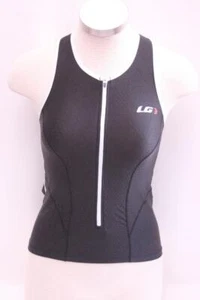New Louis Garneau Women's Pro Top Medium Black White Tri Run Bike Sleeveless - Picture 1 of 2