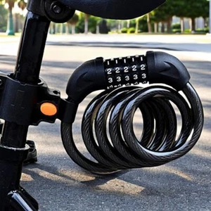 1 PC Negro Bicicleta Bloqueo Cable Cadena Bloqueo 5 Dígitos Combinación Contraseña 40" Largo - Imagen 1 de 15