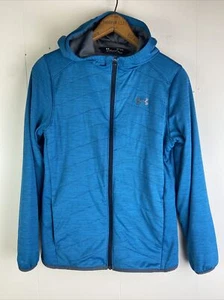 Youth Under Armour Loose Coldgear Storm Full zip jacket Large L Blue Hooded - Picture 1 of 8