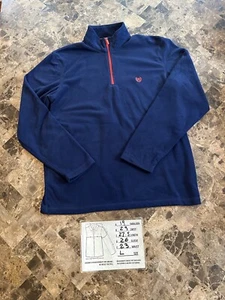 Chaps Sports Blue 1/4 Zip Fleece Long Sleeve Pull Over Red Logo Men’s Size Large - Picture 1 of 6