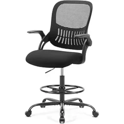 Silla de Escritorio de Dibujo Alta Ergonómica Ajustable Taburete Alto Computadora con Anillo para Pie Foto 1 de 4